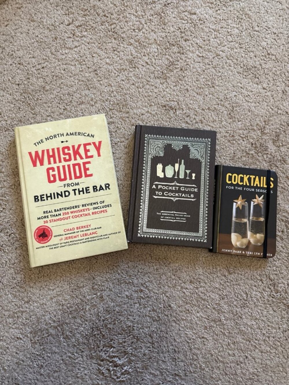 3 cocktail books - whiskey and seasonal